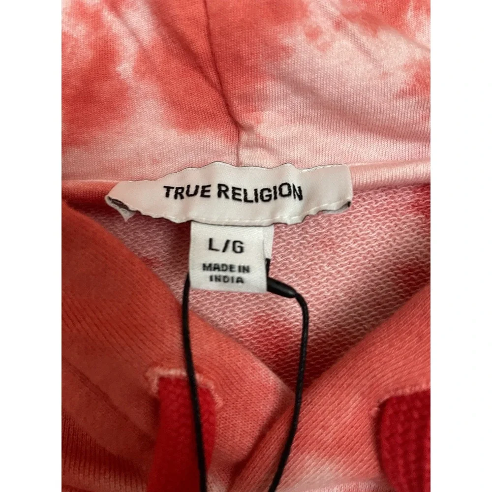 NEW True Religion Tie Dye Hoodie Men's Large Red / White Logo RETAIL $129